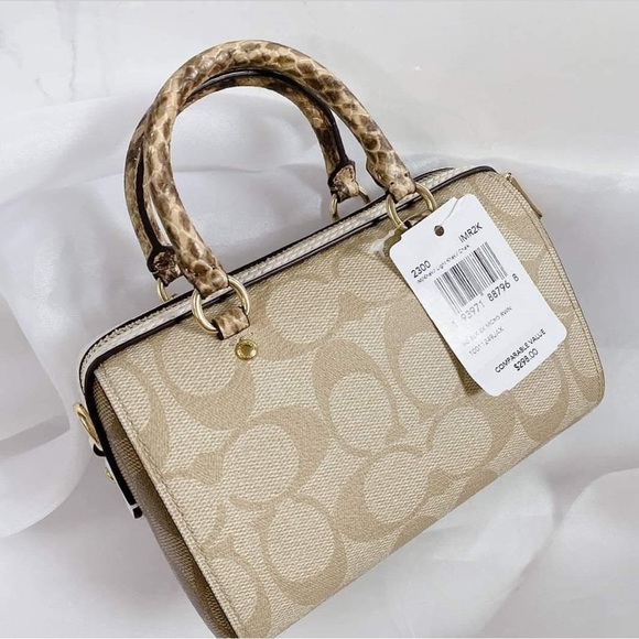 Coach mini Rowan crossbody with snakeskin print detailing! EUC - Picture 2 of 4